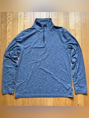 J. Crew Men’s 1/4 Zip Long Sleeve Performance Pullover Large Blue Heather Solid